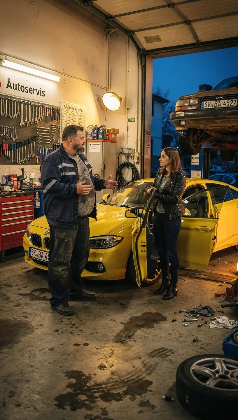 Interiér autoservisu so zreteľom na čistotu a organizáciu pracoviska pre efektívnu opravu áut.